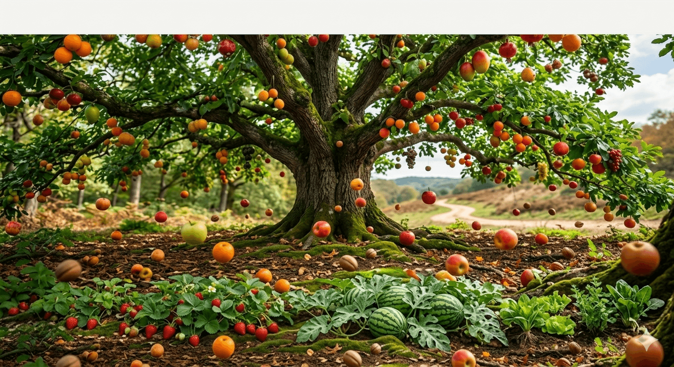 Meyvelerle dolu büyük ağaç